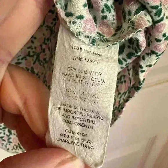 Show me your Mumu Charlene peony please tunic top pink green floral Sz Medium - Picture 5 of 6